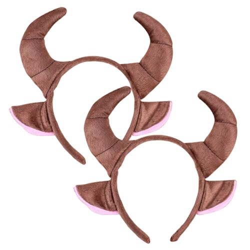 Kalastussaari Animal Stirnbänder, 2pcs Bullenohren Stirnband, Mode Haarzubehör für Erwachsene Kinder Make -up Cosplay Partyzubehör von Kalastussaari