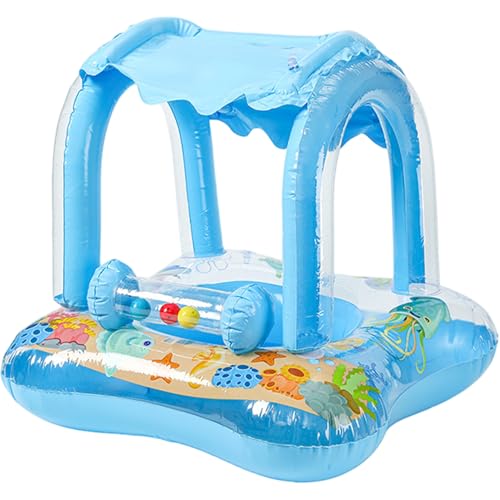 Kalastussaari Baby Bading Ring, Sonnenschutz aufblasbarer Babypool mit Glocken, Cartoon PVC Pool Spielzeug für Kleinkinder 1-3 Kalastussaari Baby Bading Ring, Sonnenschutz aufblasbarer Babypool mit Glocken, Cartoon PVC Pool Spielzeug für Kleinkinder 1-3 von Kalastussaari