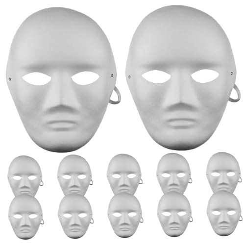 DIY Full Face Masken, 12pcs Plain Paper Machne Masken, Farbe papier weiße Maske mit Gummiband für Carnival Cosplay Halloween DIY/7x9 DIY Full Face Masken, 12pcs Plain Paper Machne Masken, Farbe papier weiße Maske mit Gummiband für Carnival Cosplay Halloween DIY/7x9 von Kalastussaari