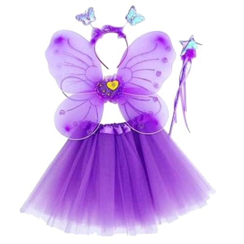 Kalastussaari Girls Fairy Kostüm Set, Schmetterlingsflügelkleid + Zauberstab + Stirnband, funkelnde Tüll -Dress -up -Party -Outfit von Kalastussaari