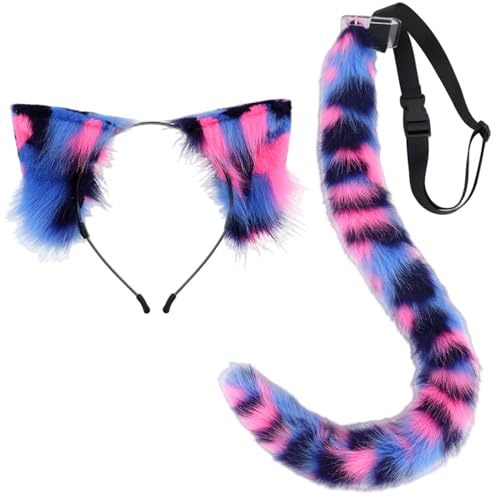 Kalastussaari Katzenohren & Schwanzset, flauschiges pelziges Stirnband und einstellbares Schwanz, Tierkostüm für Halloween & Cosplay -Partys von Kalastussaari