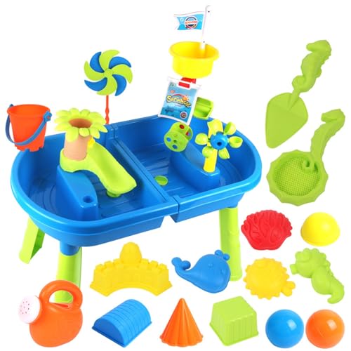 Kalastussaari Kinder Sand und Wassertisch, 37pcs/Set Outdoor -Aktivität Sensorisches Tisch Sommerspielzeug, 2 Fächer Wasser und Sand mit Formen Werkzeugen für den Strand im Freien Kalastussaari Kinder Sand und Wassertisch, 37pcs/Set Outdoor -Aktivität Sensorisches Tisch Sommerspielzeug, 2 Fächer Wasser und Sand mit Formen Werkzeugen für den Strand im Freien von Kalastussaari