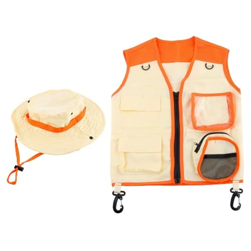 Kalastussaari Kinderkostüm, Weste und Hut mit Ferngläser, Kinderfischerei Abenteuer Campingwesten für Jungens Mädchen Kleinkind Outfit/Orange Kalastussaari Kinderkostüm, Weste und Hut mit Ferngläser, Kinderfischerei Abenteuer Campingwesten für Jungens Mädchen Kleinkind Outfit/Orange von Kalastussaari