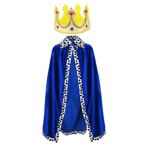 Kalastussaari King Cape, Kids Cape mit Krone, König Kostüm für Halloween, Cosplay, Party, Geburtstag/35 Zoll (blau) von Kalastussaari
