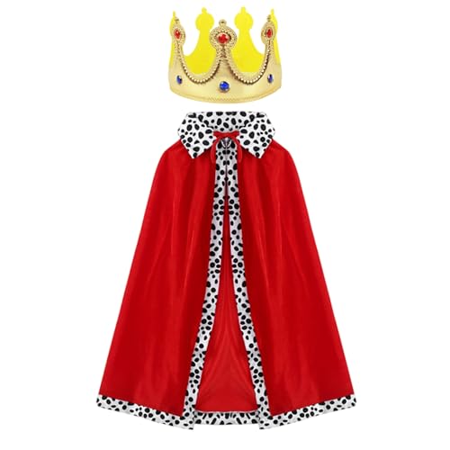 Kalastussaari King Cape, Kids Cape mit Krone, König Kostüm für Halloween, Cosplay, Party, Geburtstag/35 Zoll (rot) von Kalastussaari