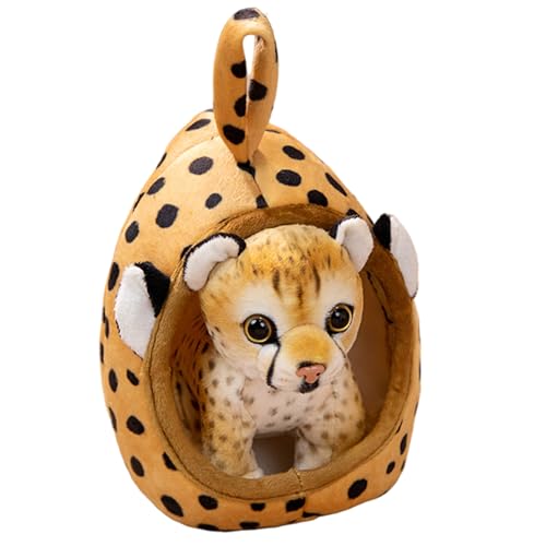 Kalastussaari Leopard Plüschspielzeug, 7 realistisch gefülltes Tier mit Haustierbett, weiche PP -Baumwolle für Kinder (Geburtstag/Party) von Kalastussaari