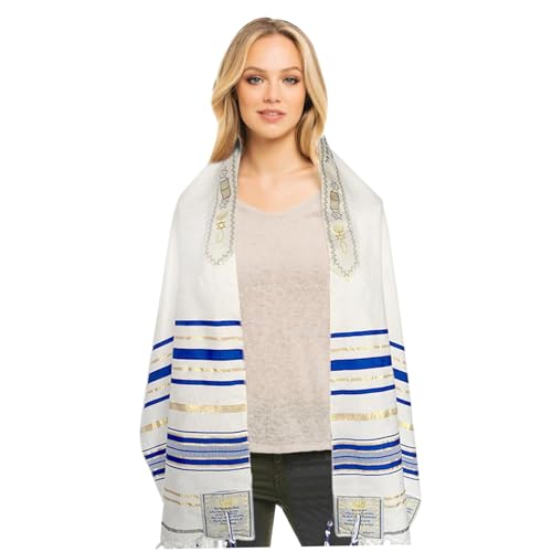 Kalastussaari Messianischer Gebetschal, Polyester Tallit mit Hexagramm & Quasten, passende Tasche, für Hanukka, Anbetung - Männer & Frauen/ 71x20 Kalastussaari Messianischer Gebetschal, Polyester Tallit mit Hexagramm & Quasten, passende Tasche, für Hanukka, Anbetung - Männer & Frauen/ 71x20 von Kalastussaari