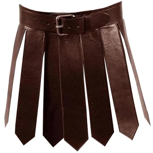 Kalastussaari Mittelalterlicher PU Leder Römischer Quasten Rock einstellbar mittelalterlicher Krieger Tassel Taillengürtel für Männer Frauen Party Cosplay, Brown Kalastussaari Mittelalterlicher PU Leder Römischer Quasten Rock einstellbar mittelalterlicher Krieger Tassel Taillengürtel für Männer Frauen Party Cosplay, Brown von Kalastussaari