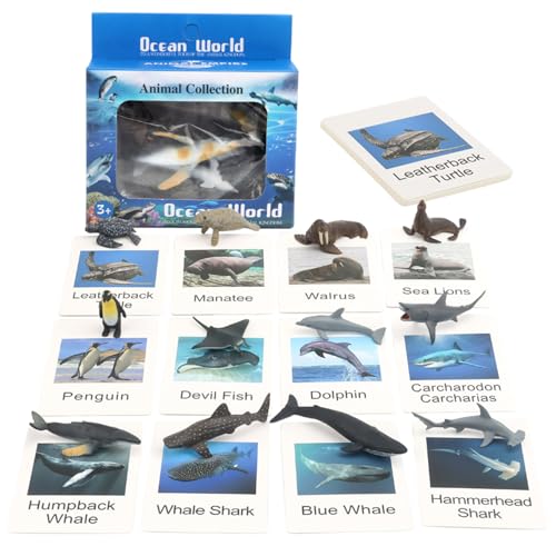 Kalastussaari Ozeantiere Figuren, simulierte Plastik Realistische Ozeantiere Spielzeug mit Tier Match Game Cards Dekorationen für Home Desk von Kalastussaari