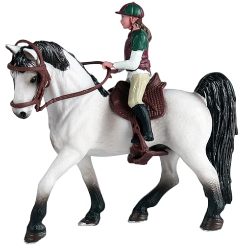 Kalastussaari Pferdefigur mit Fahrer, Pferdespielzeugspiel mit abnehmbarem Sattel und Zaum von Kalastussaari