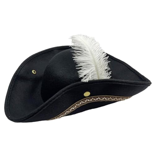 Kalastussaari Piratenhut mit Federn, elegantem Flanellkostümhut, Halloween -Party und Cosplay -Accessoire für Männer/Frauen von Kalastussaari