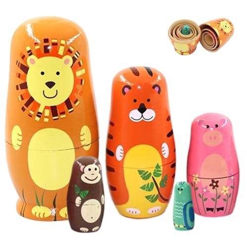Kalastussaari Russische Nistpuppen, 5pcs Holzmatryoshka -Puppen, Cartoon Animal Smooth Finish Stapel für Mädchen Geburtstagsgeschenke oder Heimdekoration Kalastussaari Russische Nistpuppen, 5pcs Holzmatryoshka -Puppen, Cartoon Animal Smooth Finish Stapel für Mädchen Geburtstagsgeschenke oder Heimdekoration von Kalastussaari