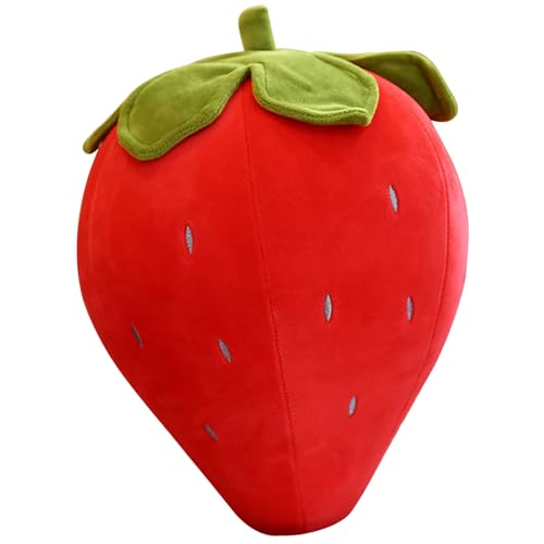 Kalastussaari Süße Obstkinderkissen, gefüllte Erdbeer -Plüsch -Kissen, Reisehalskissen für Erwachsene Kindergeschenke Spielzeug (rot, 25 cm) von Kalastussaari
