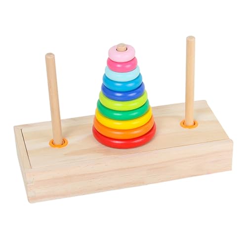 Kalastussaari Turm von Hanoi, hölzerne Kinder Hirnteaser -Rätsel, Regenbogenstapel -Turmblöcke, frühes Bildungslog -Denkes sensorisches Spielzeug für 3 Jahre Geschenk von Kalastussaari