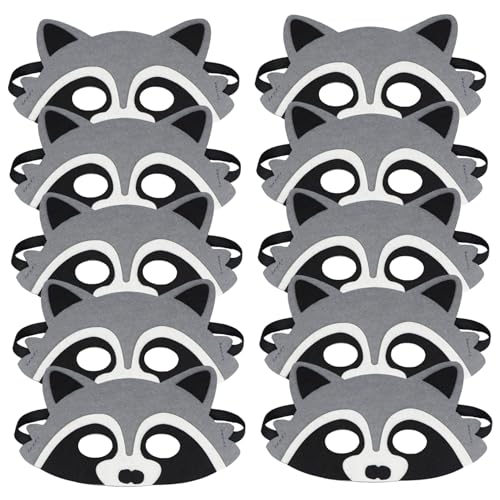 Kalastussaari Waschbärmasken, 10pcs nicht gewebte Tiermasken, elastisches Halbface-Halloween-Kostüm für Kinder und Dress-up-Partys von Kalastussaari