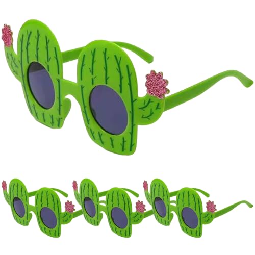 Lustige Kaktus -Sonnenbrille, 4pcs Neuheit Partygläser, Plastik Hawaiianische Sommertöne für Erwachsene & Kinder von Kalastussaari