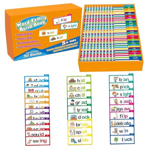 Phonics Flip Books, 30pcs Word Family Rhying FlashCards, Bildungsschildsspiele für Kinder von Kalastussaari