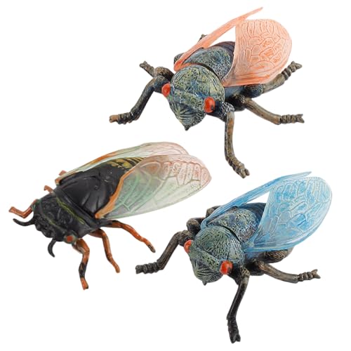 Realistisches Zikadenspielzeug, 3PCS gefälschtes Insektenmodell für Wissenschaftsprojekte, Cake Topper & Educational Kids Toy Toy von Kalastussaari