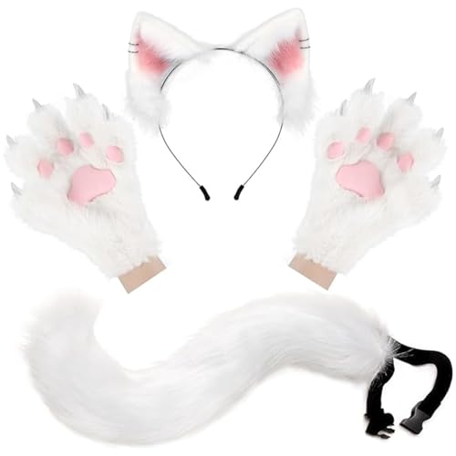 Kalastussaari Weißes Fuchskostümset, realistische therianische Ohren + Schwanz + Handschuhe, Halloween -Cosplay -Ausrüstung für Partys und Maskeraden Kalastussaari Weißes Fuchskostümset, realistische therianische Ohren + Schwanz + Handschuhe, Halloween -Cosplay -Ausrüstung für Partys und Maskeraden von Kalastussaari