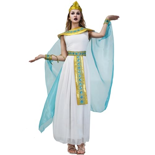 KalcyKizz Ägyptische Königin Kostüm für Damen, Erwachsenenkostüm Kleopatra, Halloween-Kostüm (Weiß, XX-Large) von KalcyKizz