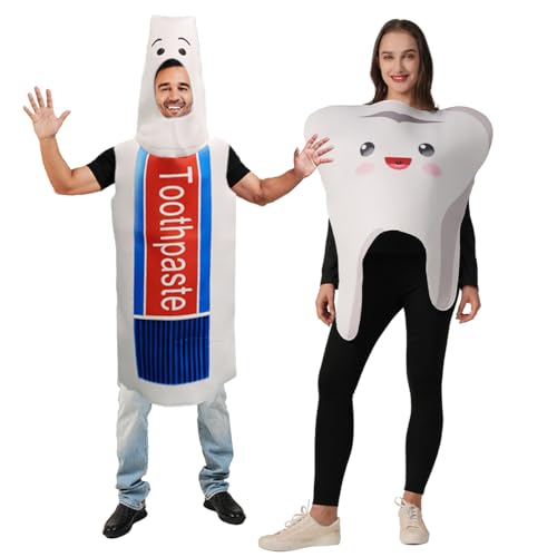 KalcyKizz Erwachsenenkostüm und Zahnpasta-Kostüm, 2-teilig, Halloween-Gruppenkostüme KalcyKizz Erwachsenenkostüm und Zahnpasta-Kostüm, 2-teilig, Halloween-Gruppenkostüme von KalcyKizz