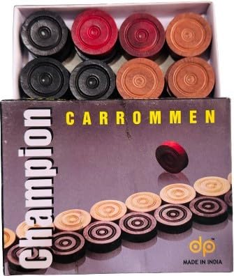 Carrom Münzen aus Holz, 24 Stück, mit Aufkleber (Champian) von Kalindri Sports