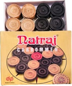 Carrom Münzen aus Holz, 24 Stück, mit Aufkleber (Natraj) von Kalindri Sports