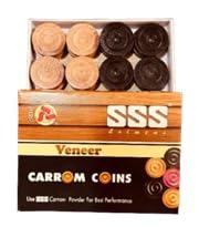 Carrom Münzen aus Holz, 24 Stück, mit Aufkleber (Vaneer) von Kalindri Sports