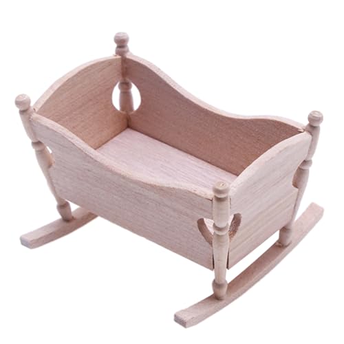 1:12 Puppenhaus Miniatur Babybett Holz Wiege Modell Puppenhaus Zubehör von Kalttoy