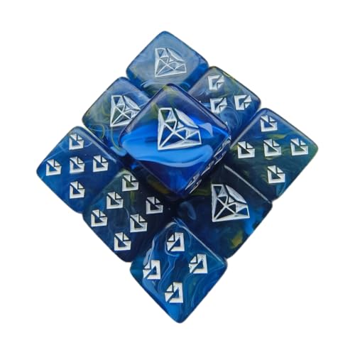 10 Stück Acryl-Würfel, 6-seitig, runde Ecken, Schmuckmuster, Rollenspiel-Würfel von Kalttoy