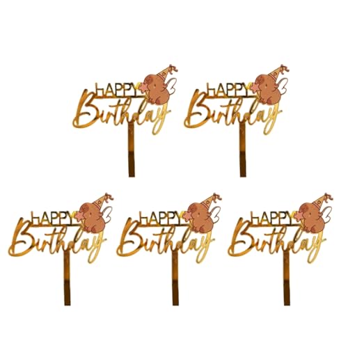 5 x Geburtstagskuchendekoration, Cupcake-Ornament, Cartoon-Capybara-Kuchenaufsätze von Kalttoy
