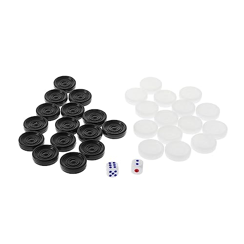 Backgammon-Chips, 33 mm, Kunststoff, stapelbar, 32 Stück, Schwarz / Weiß von Kalttoy
