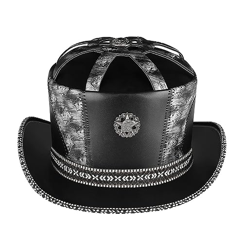 Kalttoy Flacher Vintage-Hut für Bühnenauftritte für Erwachsene, Motto-Party, Mütze, Neuheit, Halloween, Kostüm, Magier, Hut, Vintage-Stil, Partyzubehör von Kalttoy