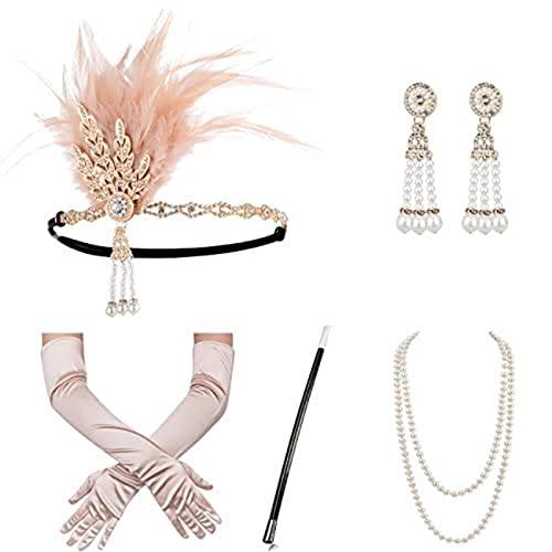 Kalttoy Flapper-Zubehör für Damen, Party-Kostüm, Stirnband, Halskette, Ohrringe, Handschuhe, Halter für Cocktail-Party, Abschlussball Kalttoy Flapper-Zubehör für Damen, Party-Kostüm, Stirnband, Halskette, Ohrringe, Handschuhe, Halter für Cocktail-Party, Abschlussball von Kalttoy