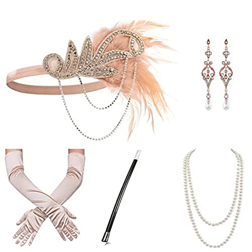 Kalttoy Flapper-Zubehör für Damen, Party-Kostüm, Stirnband, Halskette, Ohrringe, Handschuhe, Halter für Cocktail-Party, Abschlussball Kalttoy Flapper-Zubehör für Damen, Party-Kostüm, Stirnband, Halskette, Ohrringe, Handschuhe, Halter für Cocktail-Party, Abschlussball von Kalttoy