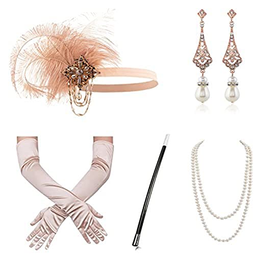 Kalttoy Flapper-Zubehör für Damen, Party-Kostüm, Stirnband, Halskette, Ohrringe, Handschuhe, Halter für Cocktail-Party, Abschlussball Kalttoy Flapper-Zubehör für Damen, Party-Kostüm, Stirnband, Halskette, Ohrringe, Handschuhe, Halter für Cocktail-Party, Abschlussball von Kalttoy