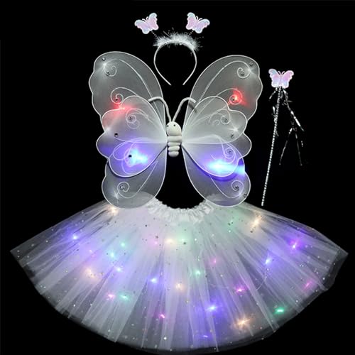 Kalttoy Kinder Mädchen LED Schmetterling Rock mit Zauberstab Haarschlaufe Zubehör für Festival Party Kostüm Kalttoy Kinder Mädchen LED Schmetterling Rock mit Zauberstab Haarschlaufe Zubehör für Festival Party Kostüm von Kalttoy