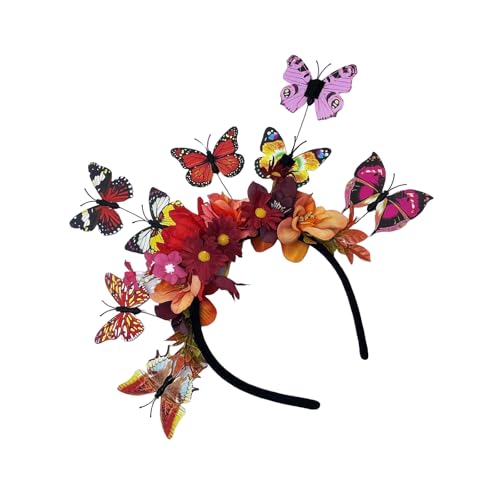 Kalttoy Verstellbarer Schmetterlings-Blumen-Haarreif für ethnische Party, für Teepartys, Halloween-Kostüme, besondere Anlässe, Halloween-Kostüm, Kopfschmuck von Kalttoy