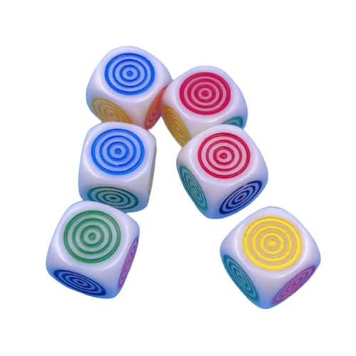 Sechsseitige Würfel mit runden Ecken, 6 Stück, bunt, 16 mm, Acrylwürfel-Set von Kalttoy