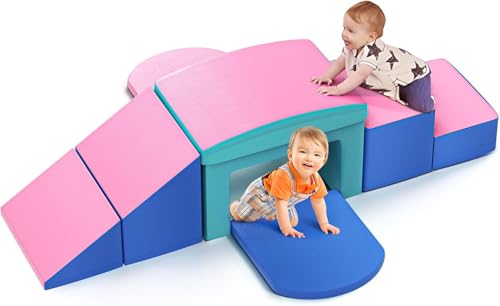 Kalyfhng Motorik für Babys, Kletterspielzeug, Schaumstoff, Bausteine, Lernspielzeug, Soft Play Corner Climber für Kleinkinder ab 1 Jahren (JM322 – Puderblau) von Kalyfhng