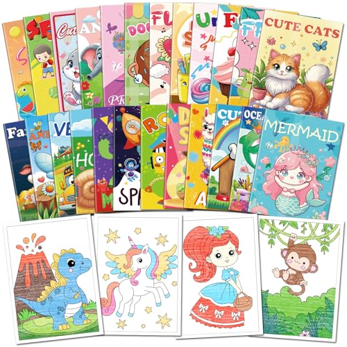 Kalysky Mini-Malbücher für Kinder im Alter von 4–8 Jahren (17,8 x 13 cm), Partyzubehör, Großpackung Malbücher für Kleinkinder 1–3, 288 verschiedene Illustrationen, Geburtstags-Geschenktüten für Kinder von Kalysky