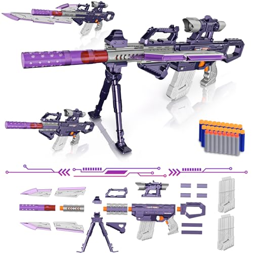 Elektrische Spielzeug Pistole für Nerf Gun Sniper, 2 Magazin 50 Darts, 100+ Varianten Spielzeugpistole mit Zielfernrohr, Elektrisch Spielzeug-Scharfschützengewehr Geschenk für Kinder ab 6-12 Jahren Elektrische Spielzeug Pistole für Nerf Gun Sniper, 2 Magazin 50 Darts, 100+ Varianten Spielzeugpistole mit Zielfernrohr, Elektrisch Spielzeug-Scharfschützengewehr Geschenk für Kinder ab 6-12 Jahren von Kamaso