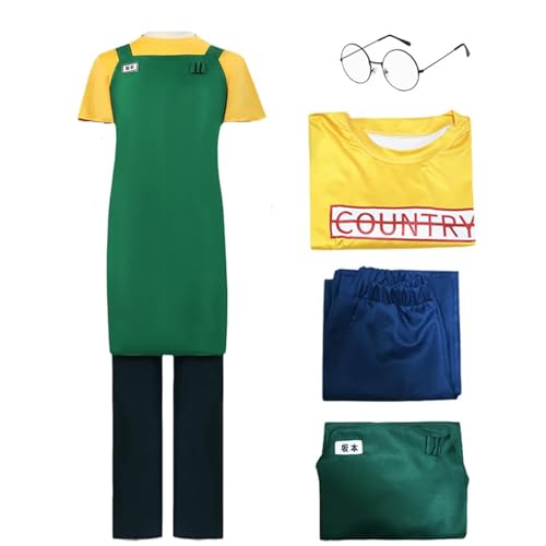 Sakamoto-Outfits für Herren, Cosplay-Kostüm, Angestellt-Set, Halloween-Party, gelb, XXL von Kamcer
