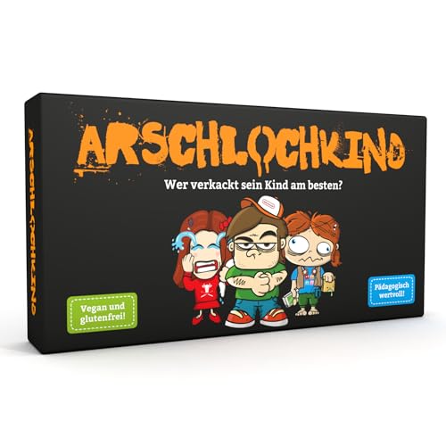 KAMPFHUMMEL Arschlochkind I Wer verkackt Sein Kind am besten? I Witziges Kartenspiel für 3-6 Personen mit schwarzem Humor I Gesellschaftsspiel für kleine Gruppen I Geschenk von KAMPFHUMMEL