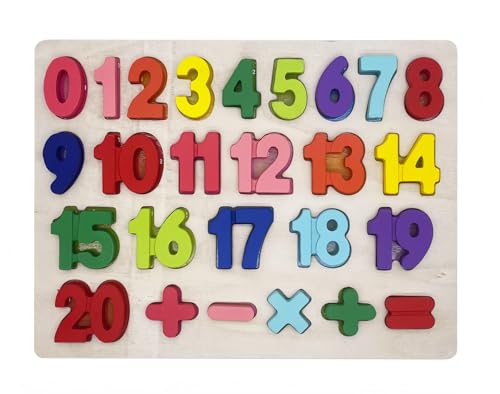 KanCai Zahlen-Holzpuzzle Grosse Bunte Nummern 1-20 Holzspielzeug für Spielerisches Lernen von Zahlen Kinderpuzzle für Spiel Spaß von KanCai