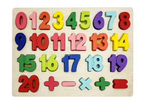 KanCai Zahlen-Holzpuzzle Grosse Bunte Nummern 1-20 Holzspielzeug für Spielerisches Lernen von Zahlen Kinderpuzzle für Spiel Spaß von KANCAI