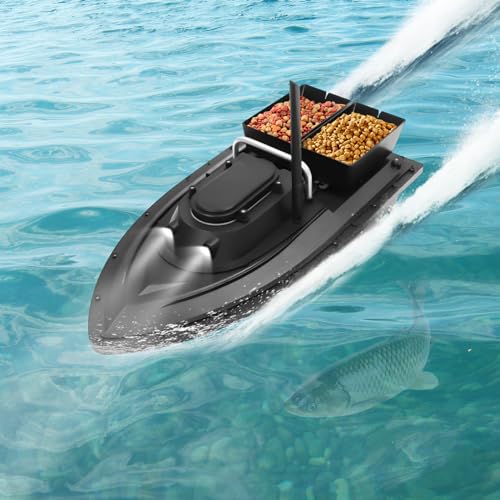 500m Wireless Fischerköder Kabellos Futterboot Angelköderboot Baitboat Mit Ferngesteuertes Nachtsichtlicht, Köderboot Bausatz Auto Cruise Fernbedienung Angelköder-Boot von Kanbihao