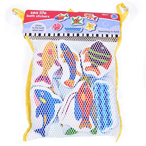 KandyToys 16-teiliges Badespielzeug mit Meerestieren und Fahrzeugen in einer Hängetasche | Badespielzeug für Babys von KandyToys