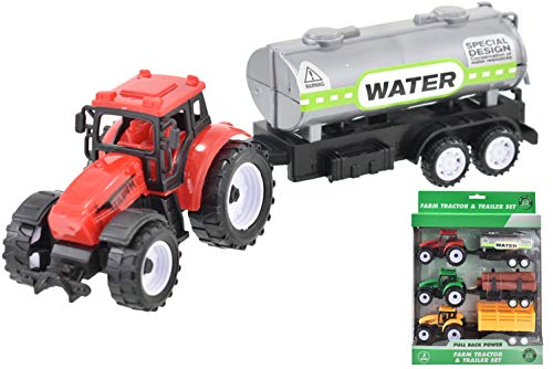 KandyToys 3-teiliges Kunststoff-Sattelzugmaschinen-Spielzeugspielset für landwirtschaftliche Fahrzeuge von KandyToys