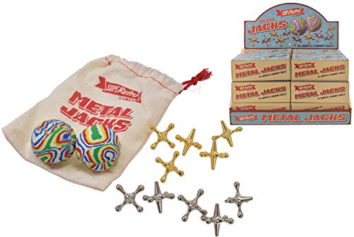 KandyToys Traditionelles Retro-Spiel aus Metall | komplettes Set + Reisetasche | Knucklebones Fivestones klassisches Spiel von KandyToys